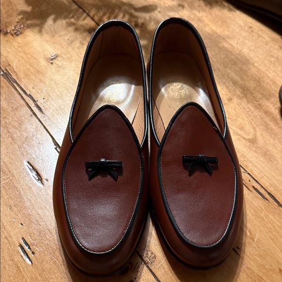 Elegant Brown calfLeather Loafers Belgian loafers